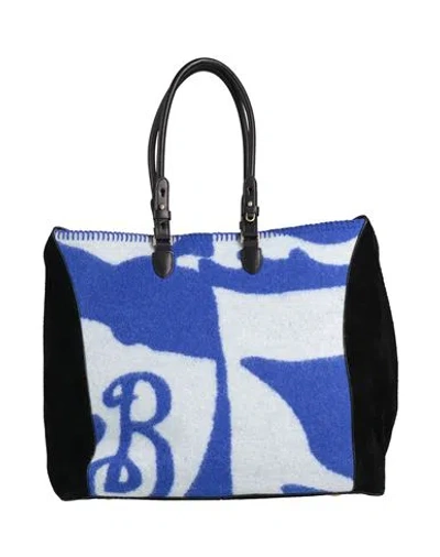 Burberry Woman Shoulder Bag Blue Size - Cow Leather, Wool