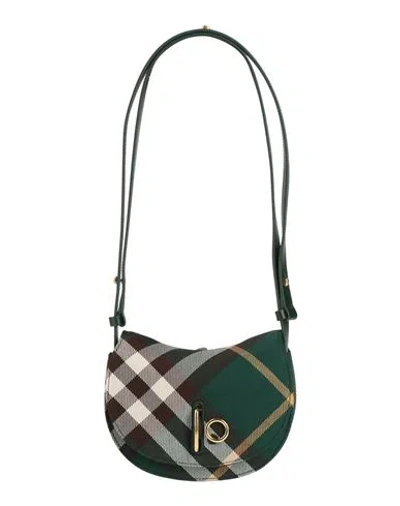 Burberry Woman Shoulder Bag Dark Green Size - Polyester, Virgin Wool, Acrylic In Green