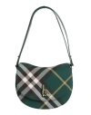 Burberry Wool Blend Shoulder Bag With Check Motif In Green