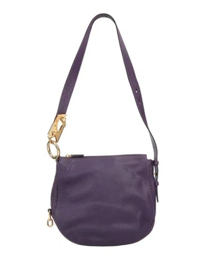Burberry Woman Shoulder Bag Dark Purple Size - Leather