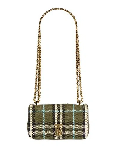 Burberry Woman Shoulder Bag Military Green Size - Cotton, Wool, Polyamide, Calfskin