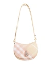 Burberry Womens Peach Rocking Horse Checked Woven-blend Shoulder Bag In Pink
