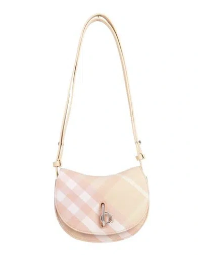 Burberry Womens Peach Rocking Horse Checked Woven-blend Shoulder Bag