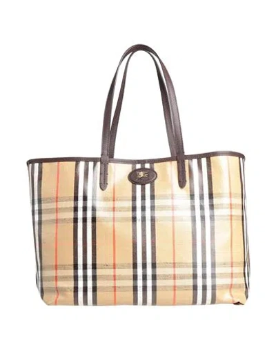Burberry Woman Shoulder Bag Sand Size - Cotton, Viscose, Linen In Beige
