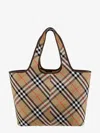 Burberry Check Media Tote Bag In Cream
