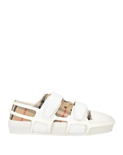 Burberry Woman Sneakers Khaki Size 8 Textile Fibers In White