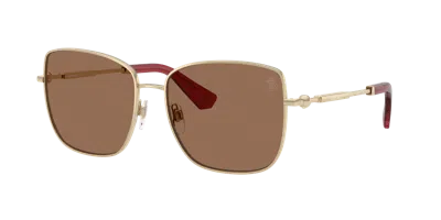 Burberry Womens Gold Be3158 Square-frame Metal Sunglasses In Dark Brown