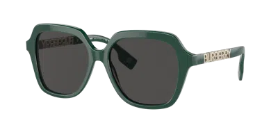 Burberry Womens Green Be4389 Joni Square-frame Brand-embellished Acetate Sunglasses In Dark Grey