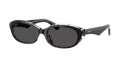 Burberry Be4447d Oval Sunglasses In Black Check