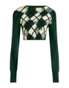 Burberry Dark Green Argyle Pattern Sweater In Green