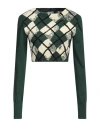 Burberry Check Cotton Knit Long Sleeve Sweater In Green