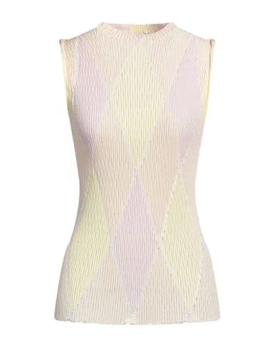 BURBERRY BURBERRY WOMAN SWEATER PASTEL YELLOW SIZE L COTTON, SILK