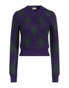 Burberry Check Knit Long-sleeve Thumbhole Sweater In Purple