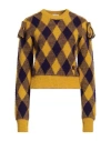 Burberry Ekd Check Knit Tassel-shoulder Crop Sweater In Yellow
