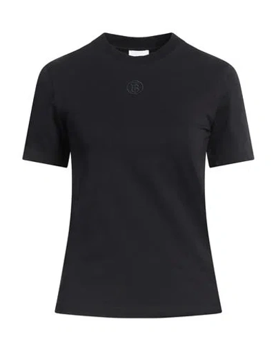 Burberry Woman T-shirt Black Size S Cotton, Elastane