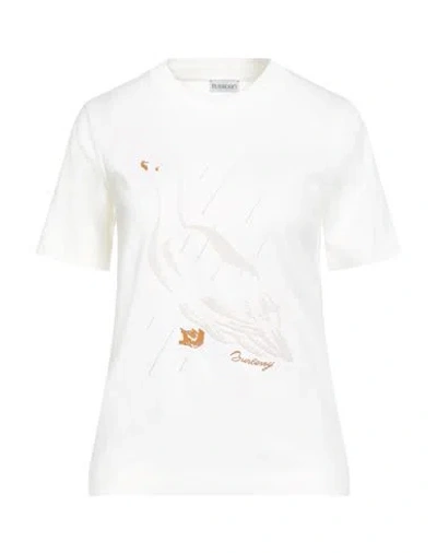 Burberry Woman T-shirt Ivory Size L Cotton In White
