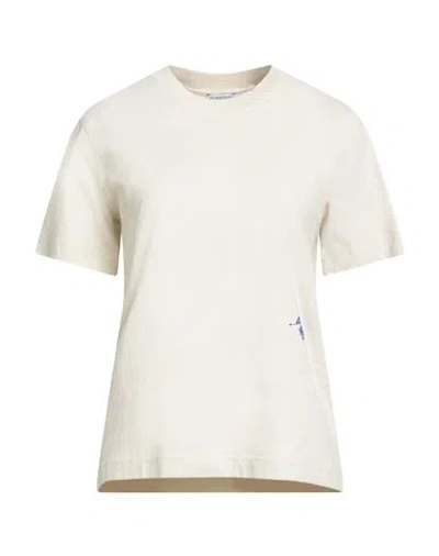 Burberry Woman T-shirt Light Grey Size L Cotton, Elastane