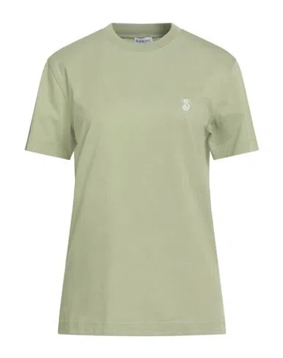 Burberry Woman T-shirt Sage Green Size S Cotton In Gray