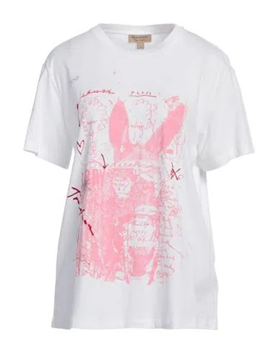 Burberry Woman T-shirt White Size L Cotton