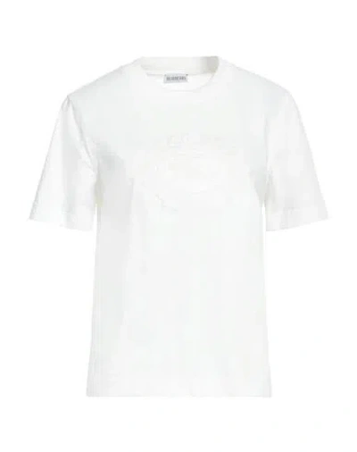 Burberry Woman T-shirt White Size M Cotton, Elastane