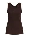 Burberry Woman Tank Top Dark Brown Size S Polyamide, Elastane, Cotton In Brown