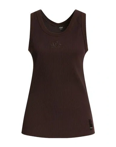 Burberry Woman Tank Top Dark Brown Size S Polyamide, Elastane, Cotton