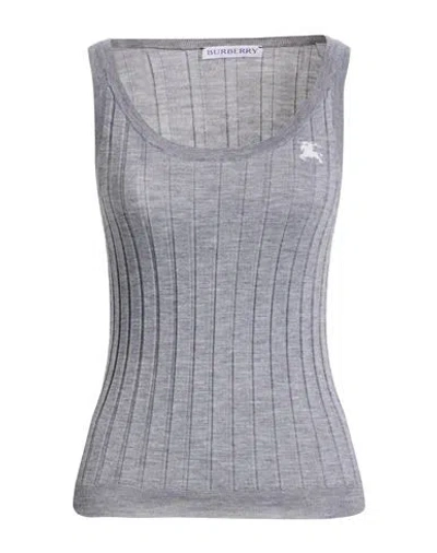 Burberry Woman Tank Top Grey Size M Cashmere In Gray