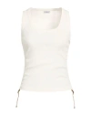 Burberry Woman Tank Top White Size M Cotton, Elastane, Polyester In White