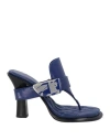 Burberry Leather Alf Bay Thong Sandals With Quilted Inner 11cm In Blue