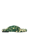Burberry Check Pattern Thong Strap Open Toe Branded Footbed Flat In Green