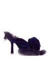 Burberry Step Rose Velvet Heeled Sandals In Purple