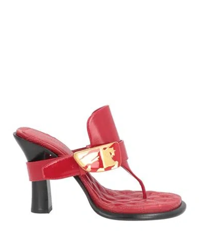 Burberry Woman Thong Sandal Red Size 7 Leather