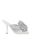 Burberry Woman Thong Sandal White Size 7 Textile Fibers In Silver