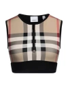Burberry Check Jersey Crop Top In Beige