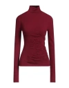 Burberry Woman Turtleneck Burgundy Size L Cashmere, Polyester In Red