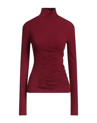 Burberry Woman Turtleneck Burgundy Size L Cashmere, Polyester In Red