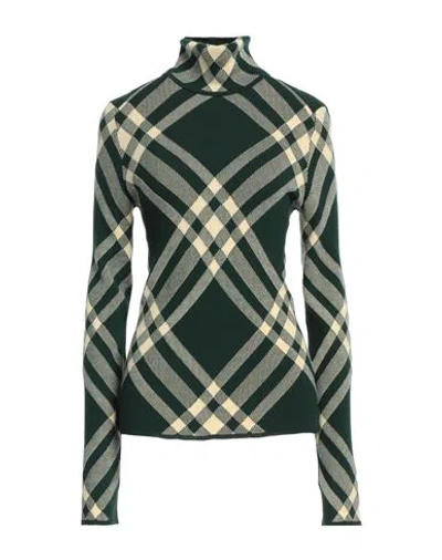 Burberry Woman Turtleneck Dark Green Size L Wool, Polyester, Polyamide, Elastane