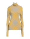 Burberry Woman Turtleneck Yellow Size M Wool, Polyester, Polyimide, Elastane In Yellow