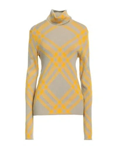 Burberry Woman Turtleneck Yellow Size L Wool, Polyester, Polyimide In Gray