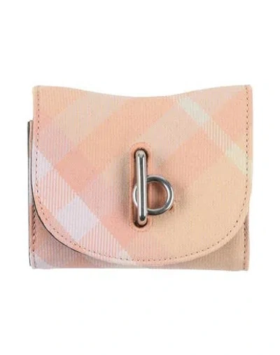 Burberry Woman Wallet Apricot Size - Polyester, Wool In Orange