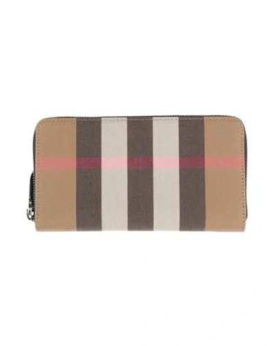 Burberry Woman Wallet Beige Size - Textile Fibers, Leather In Sand