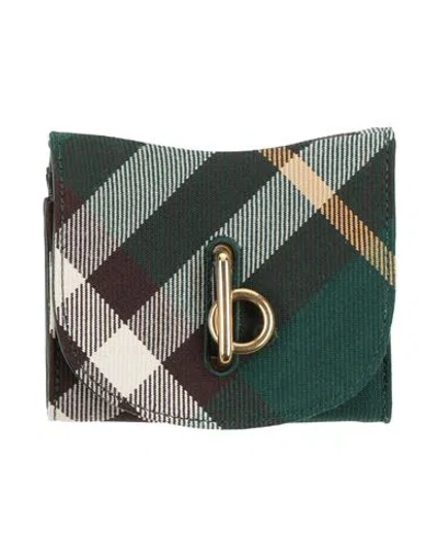 Burberry Woman Wallet Dark Green Size - Polyester, Wool, Lambskin