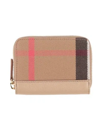 Burberry Woman Wallet Light Brown Size - Organic Cotton, Calfskin