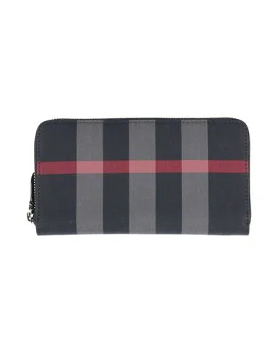 Burberry Woman Wallet Navy Size - Textile Fibers, Leather In Blue