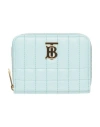 Burberry Woman Wallet Sky Blue Size - Lambskin, Calfskin