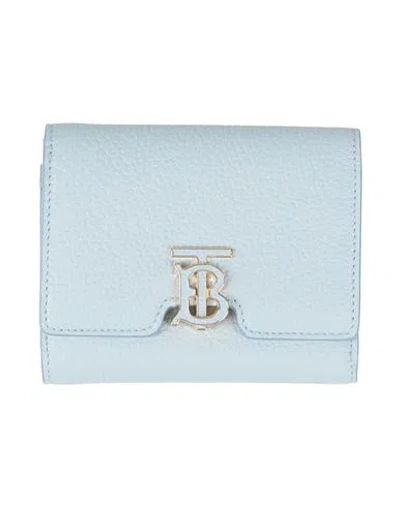 Burberry Woman Wallet Sky Blue Size - Calfskin