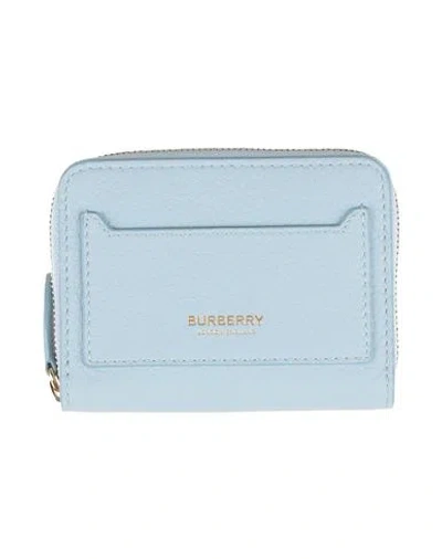 Burberry Woman Wallet Sky Blue Size - Leather