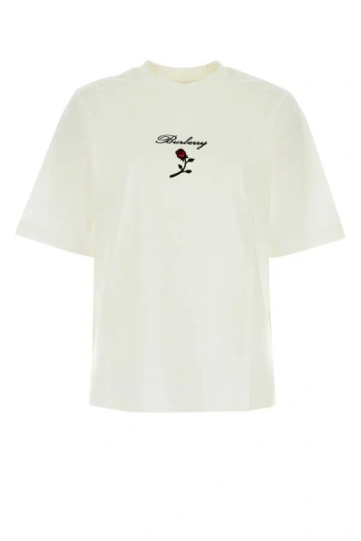 Burberry Woman White Stretch Cotton T-shirt
