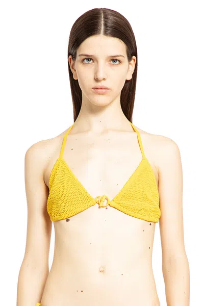 Burberry Womens Crinkled-nylon-bikini-top In Yellow