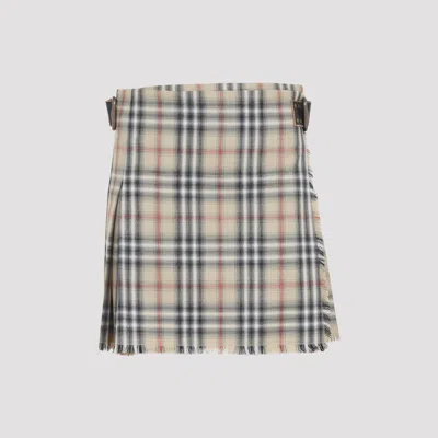 Burberry Women's 100% Wool Mini Skirt In Nude & Neutrals